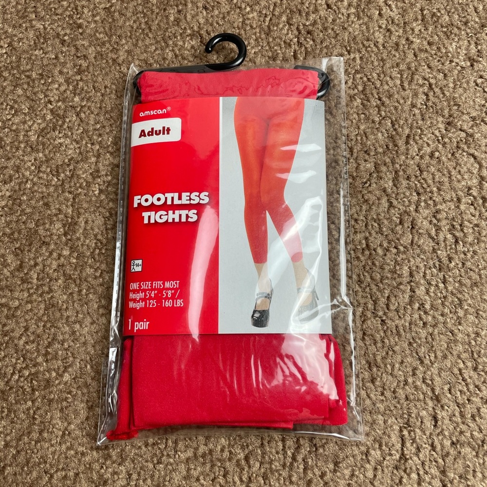 Halloween Accessories Adult Red Footless Tights One Size Fits Most